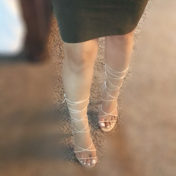 Nude lace up clear wedge heel - Picture 3 of 3